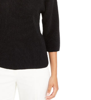 Alfani Women's Metallic Ribbed-Knit Sweater Black Size Medium