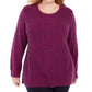 Karen Scott Women's Plus Size Cable-Knit Panel Fuschia Marble Sweater Fuschia Size 0X
