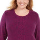 Karen Scott Women's Plus Size Cable-Knit Panel Fuschia Marble Sweater Fuschia Size 0X