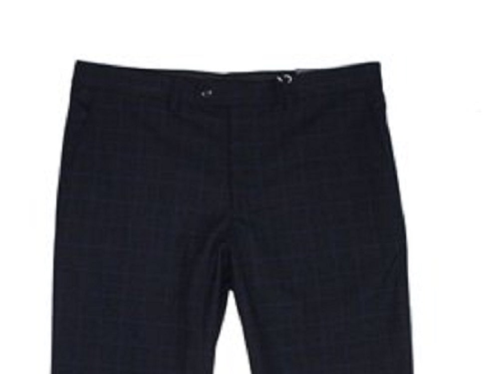 Vince Camuto Men's Straight Leg Stretch Plaid Slim Fit Pants Black Size 34X30