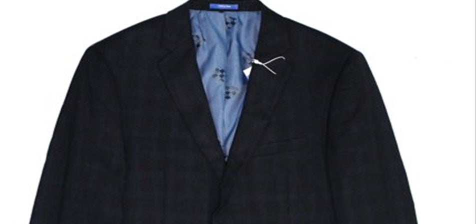 Men's Short Plaid Slim Fit Sport Coat Blue Size 36