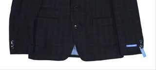 Men's Short Plaid Slim Fit Sport Coat Blue Size 36