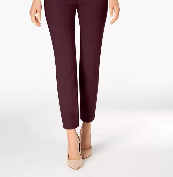 Charter Club Women's Chelsea Tummy Control Ankle Pants Wine Size 12 Petite