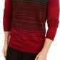 Alfani Men's Striped Long Sleeve Crew Neck Classic Fit Wool Blend Sweater Red Size XX-Large