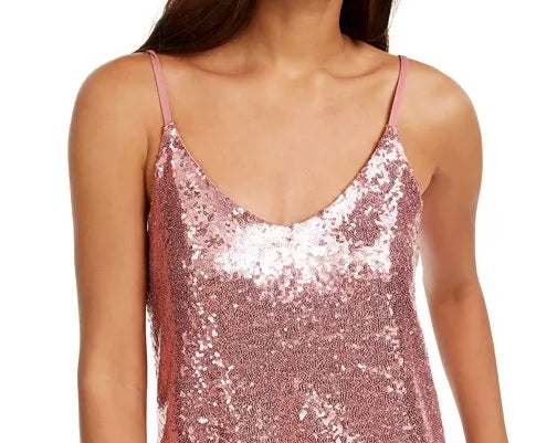 Crave Fame Junior's Sequin Tank Top Black  Size Large