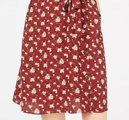 Monteau Women's Printed Faux-Wrap Dress Purple floral Size X-Large