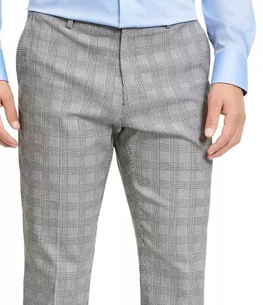 Tommy Hilfiger Men's Plaid Th Flex Stretch Modern Fit Dress Pants White Size 38X30
