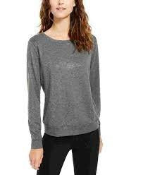 INC International Concepts Women's Studded Sweatshirt Grey Size Small