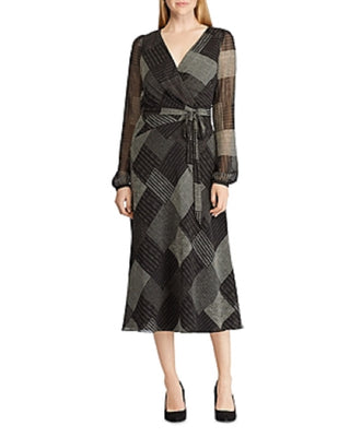 Ralph Lauren Women's Franny Long Sleeve Day Dress Black Size 14