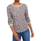 Ultra Flirt Women's Camouflage Long Sleeve Crew Neck Top Grey Size X-Small