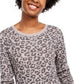 Ultra Flirt Women's Camouflage Long Sleeve Crew Neck Top Grey Size X-Small