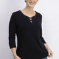 Karen Scott Women's Cotton Lace-Up T-Shirt Black Size Medium