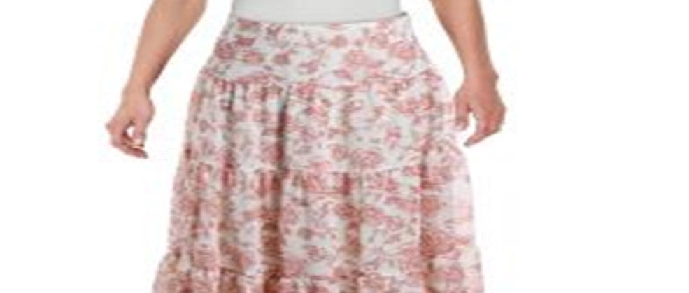 Ralph Lauren Women's Floral Ruffled Maxi Skirt White Size 14