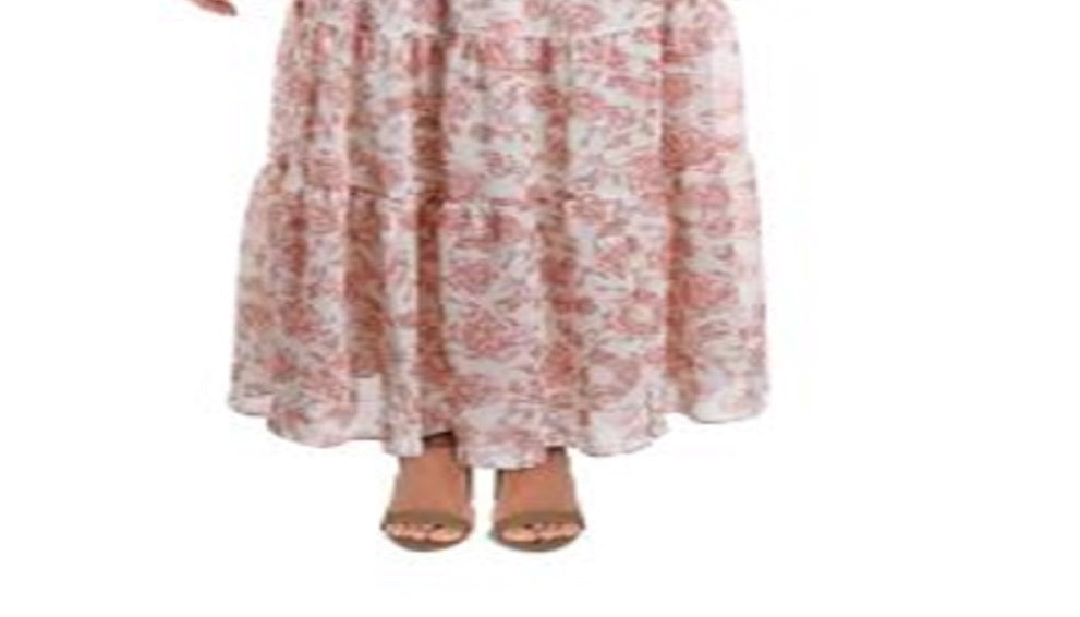 Ralph Lauren Women's Floral Ruffled Maxi Skirt White Size 14