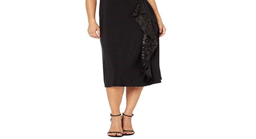 Ralph Lauren Women's Lace Trim Jersey Dress Black Size 6 Petite
