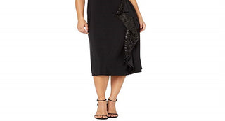 Ralph Lauren Women's Lace Trim Jersey Dress Black Size 6 Petite