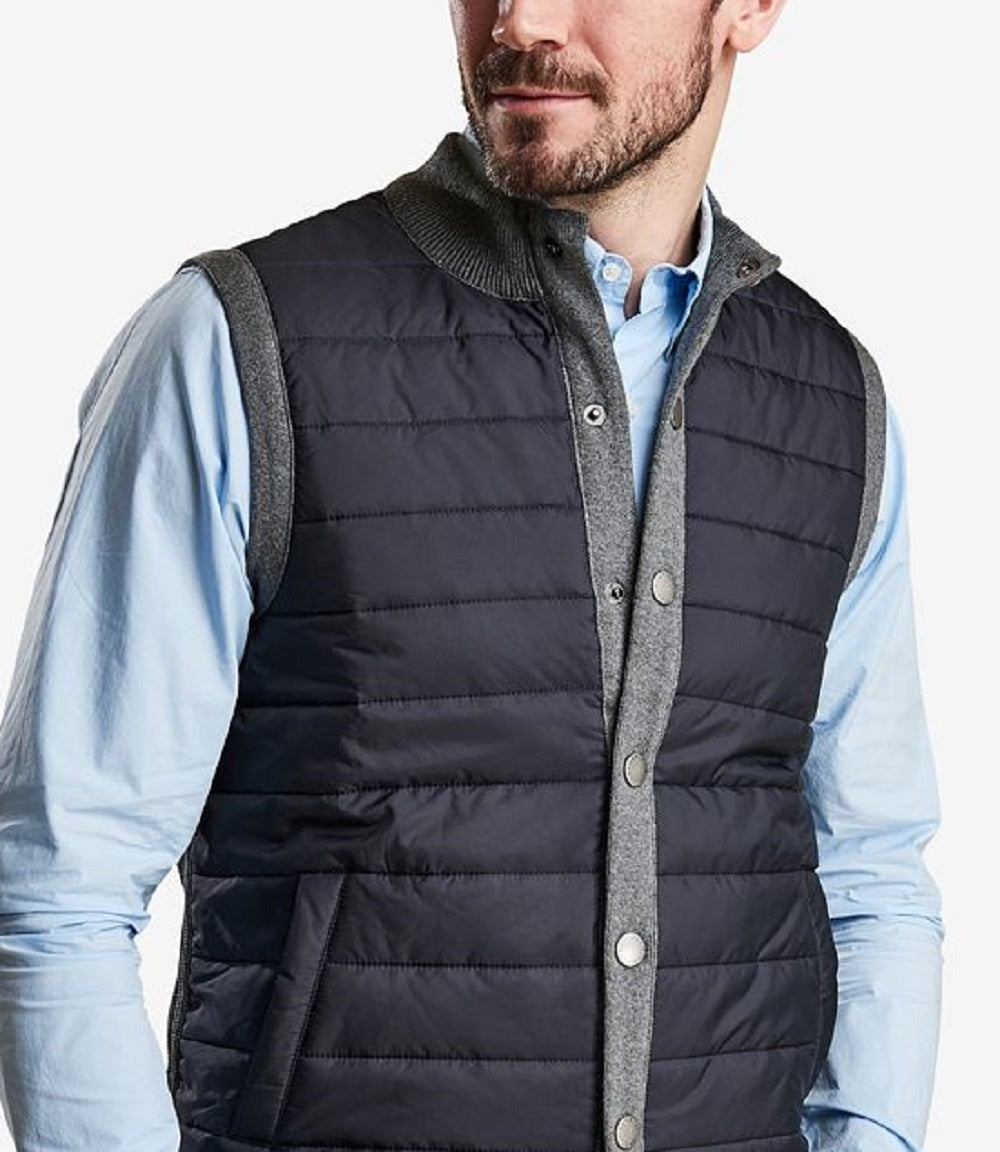 Barbour Men's Essential Gilet Tailored Fit Mixed Media Vest Gray Size Small