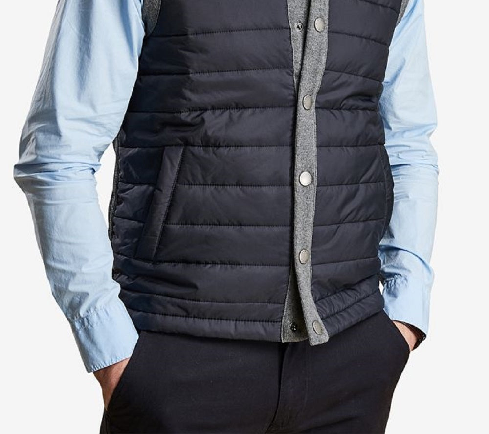 Barbour Men's Essential Gilet Tailored Fit Mixed Media Vest Gray Size Small
