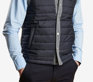 Barbour Men's Essential Gilet Tailored Fit Mixed Media Vest Gray Size Small