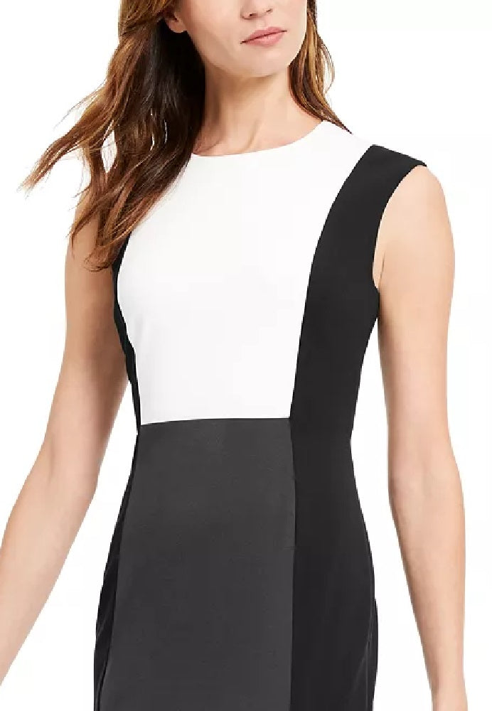 Calvin Klein Women's Petite Colorblocked Sheath Dress Grey Size 12 Petite