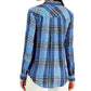 Style & Co Women's Sequined Plaid Shirt Blue/Silver Size PP