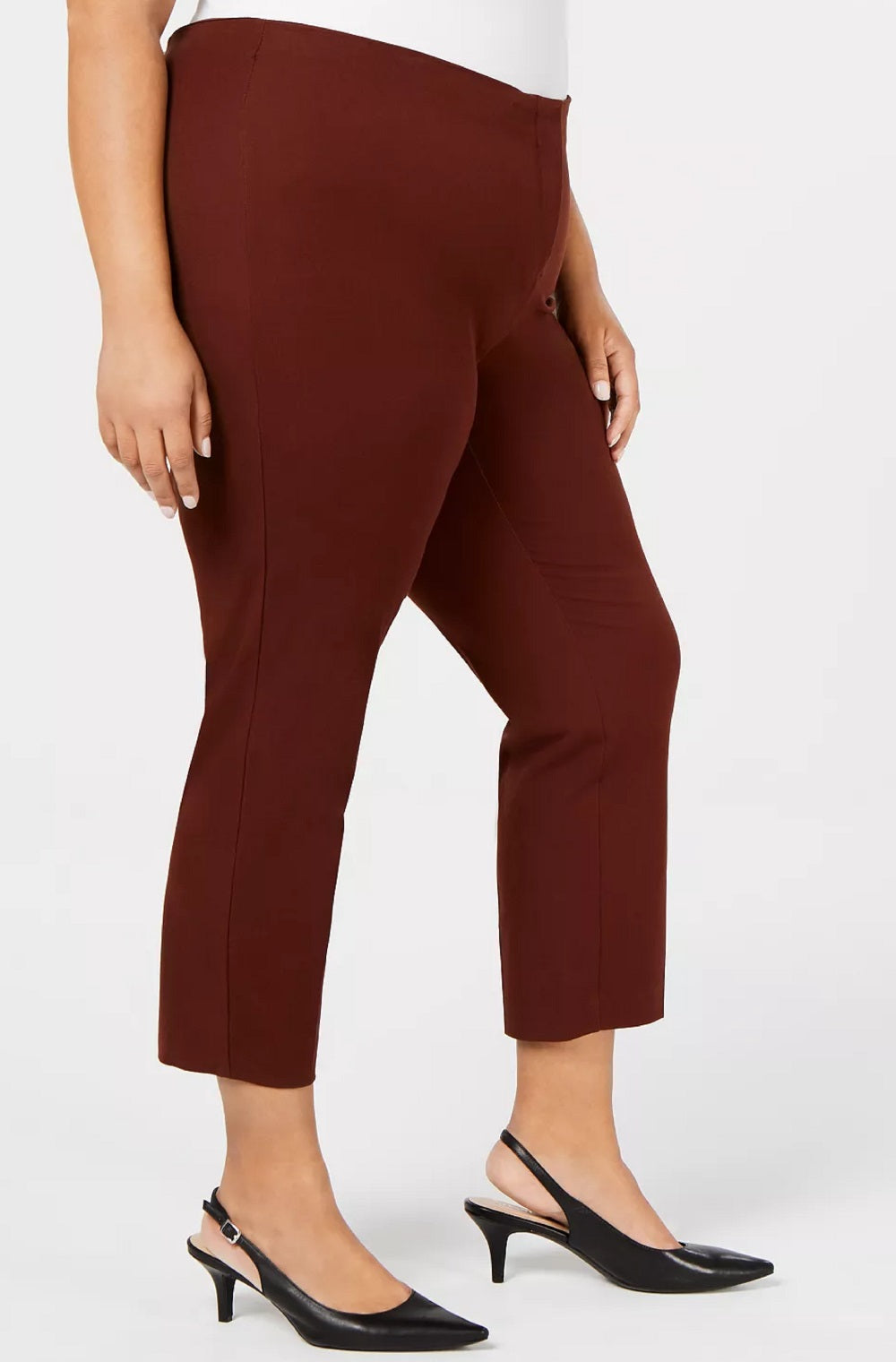 Alfred Dunner Women's Plus Skinny Leg Comfort Waist Ankle Pants Brown Size 22W