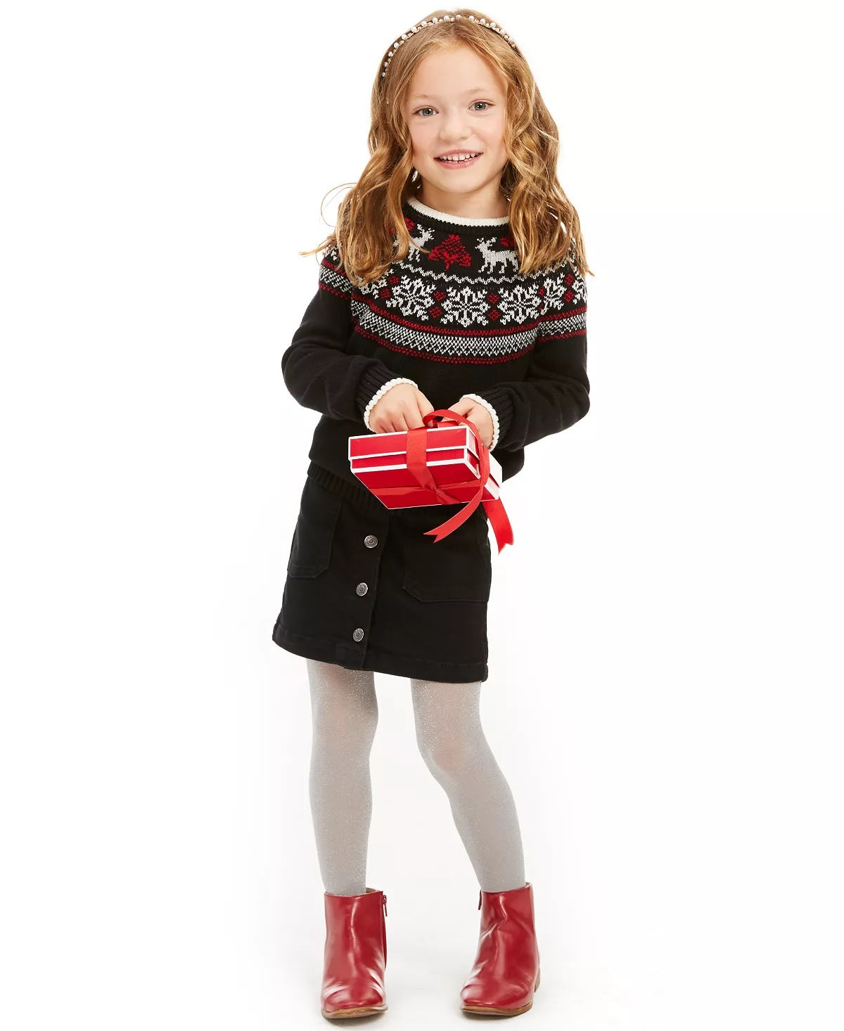 Charter Club Little Girls Fair Isle Family Sweater Black Size 6X