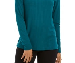 Charter Club Women's Heathered Ribbed Turtleneck Top Green Size XX-Large