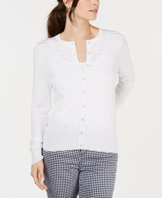 Charter Club Women's Textured Cardigan White Size X-Large