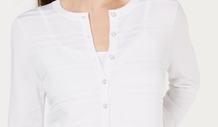 Charter Club Women's Textured Cardigan White Size X-Large