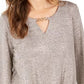 JM Collection Women's Twist Hem Keyhole Top Gray Size Large