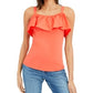 INC International Concepts Women's Ruffled Off The Shoulder Top Orange Size Medium