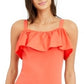 INC International Concepts Women's Ruffled Off The Shoulder Top Orange Size Medium