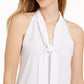 Calvin Klein Womens Slim Fit Tie Neck Sleeveless V Neck Top White Size Large