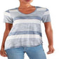 Karen Kane Women's Striped Side Knot T-Shirt Blue Size M