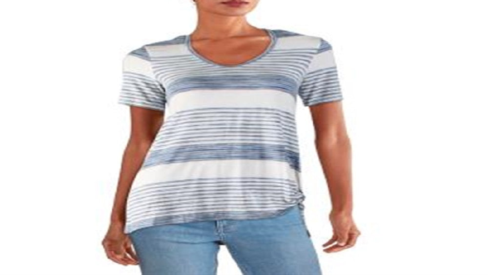Karen Kane Women's Striped Side Knot T-Shirt Blue Size M