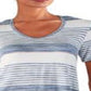 Karen Kane Women's Striped Side Knot T-Shirt Blue Size M