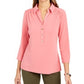 Charter Club Women's 3/4-Sleeve Polo Top Rose Size PXL