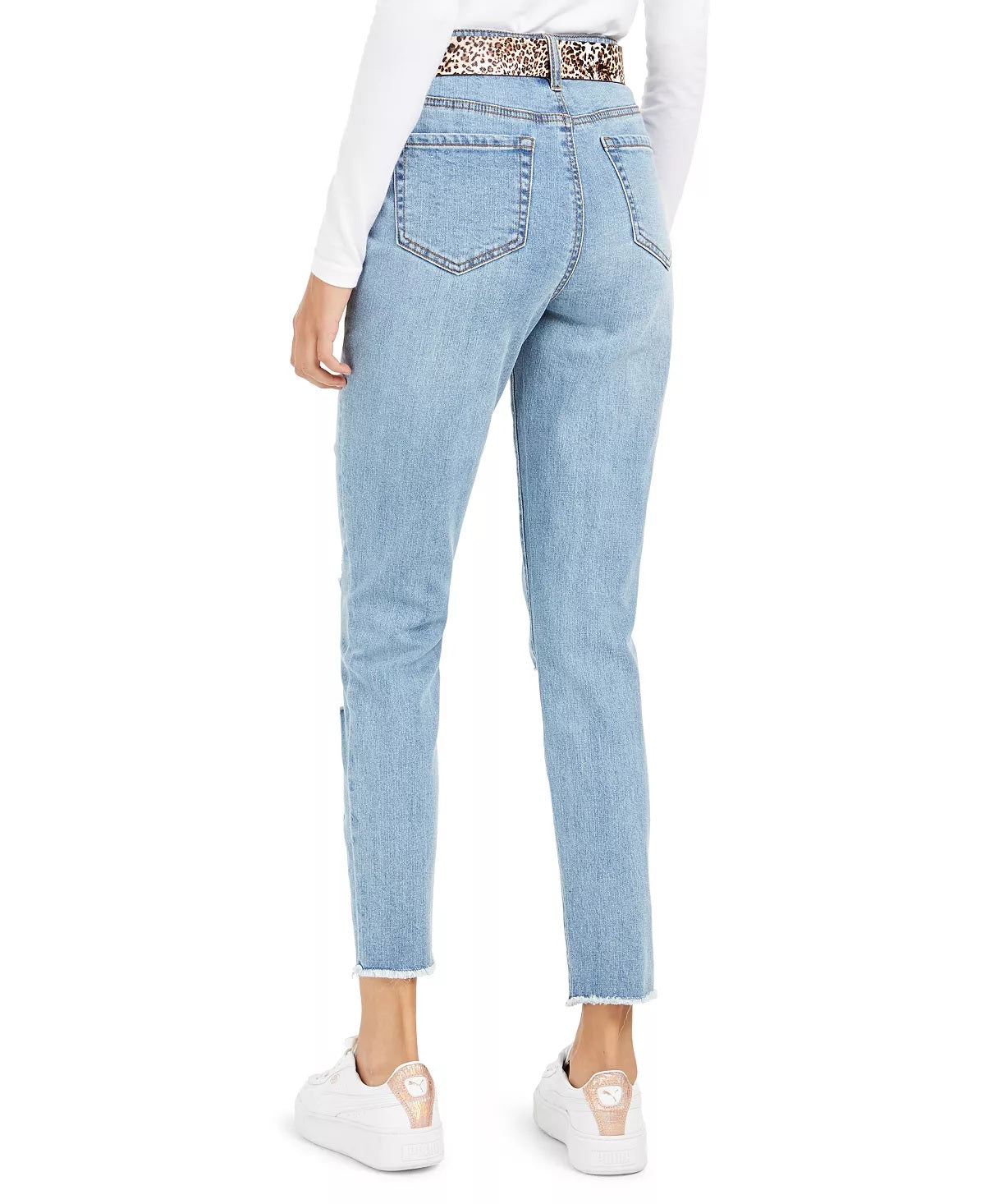 Dollhouse Junior's Ripped Skinny Jeans With Belt Blue Size 15