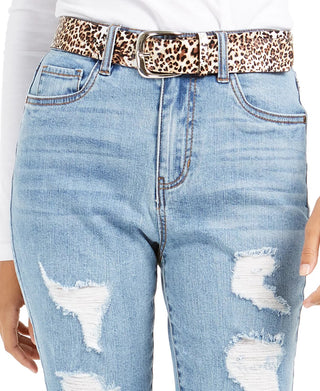 Dollhouse Junior's Ripped Skinny Jeans With Belt Blue Size 15