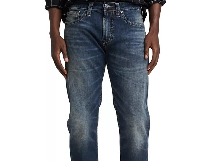 Silver Jeans Co. Men's Eddie Relaxed Tapered Fit Stretch Jeans Blue Size 32X34