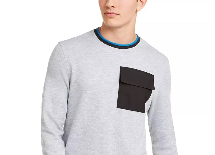 Alfani Men's Heathered Pocket Crew Sweatshirt Gray Size Small