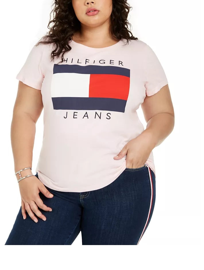 Tommy Hilfiger Women's Plus Cotton Logo T-Shirt White Size 0X