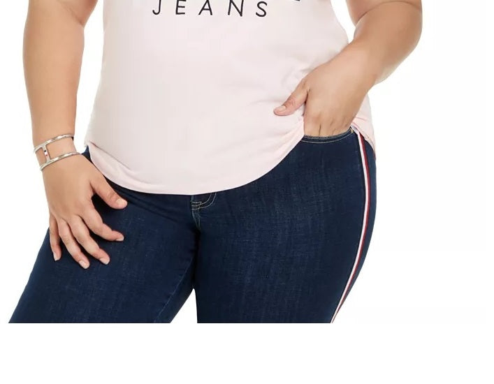 Tommy Hilfiger Women's Plus Cotton Logo T-Shirt White Size 0X