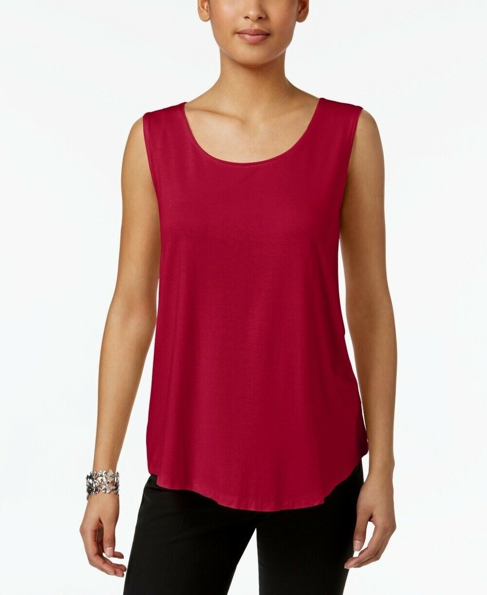 JM Collection Women's Scoop Neck Tank Top Red Size X-Small