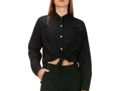 Hurley Junior's Cotton Tie Front Shirt Black Size X-Small