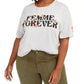 Love Tribe Women's Plus Femme Forever Cropped T-Shirt Gray Size 1X