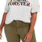 Love Tribe Women's Plus Femme Forever Cropped T-Shirt Gray Size 1X