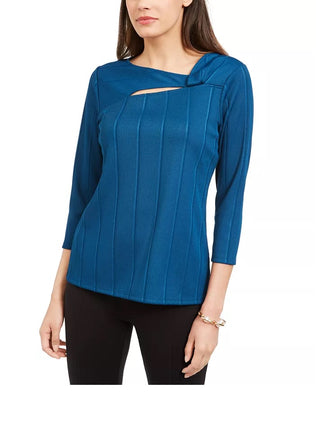 Alfani Women's Asymmetrical Printed Top Blue Size X-Large