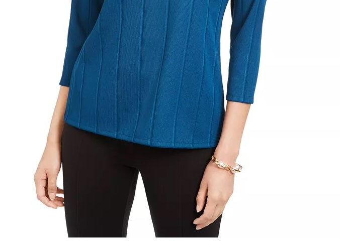 Alfani Women's Asymmetrical Printed Top Blue Size X-Large